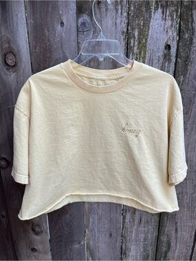 Honey Embroidered Cream Crop Tee - Women